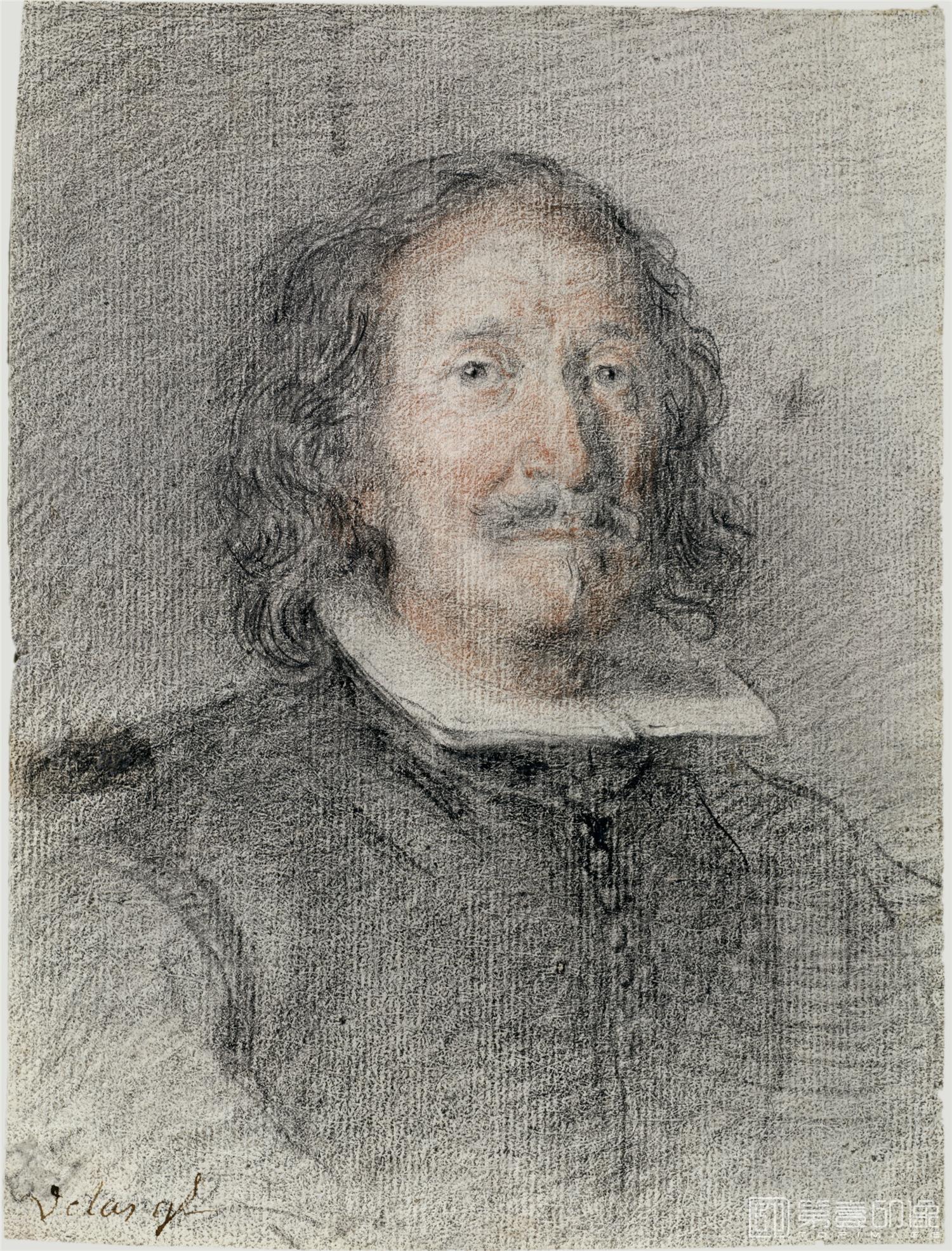 素描-西班牙普拉多美术馆素描藏画-Carreno de Miranda, Juan-Retrato de caballero-0814